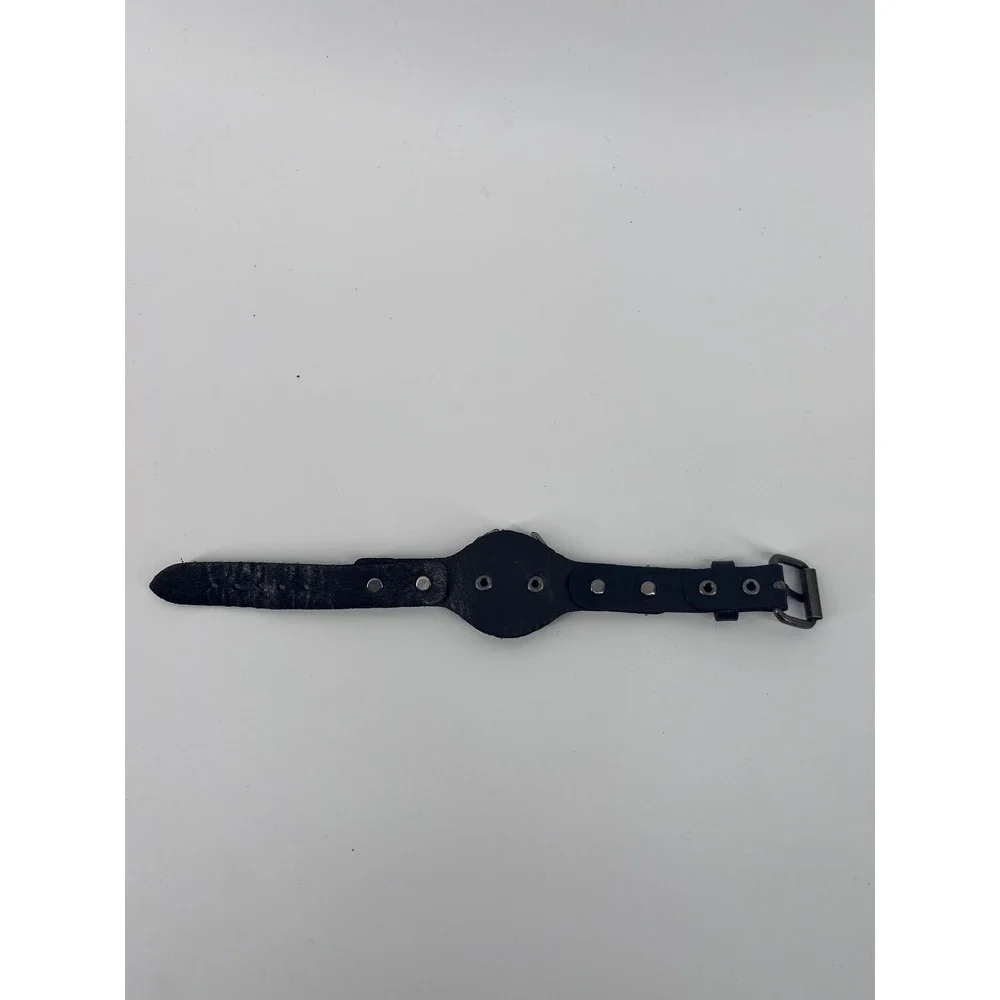 Vintage Biker Leather Cuff Bracelet Live To Ride Eagle Studded Black Silver Tone
